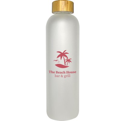 Canton 1000 Ml. (33.8 Fl. Oz.) Glass Bottle With Bamboo Lid