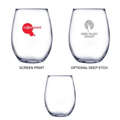17 oz Stemless White Wine Glass (Screen Printed)