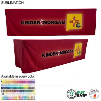 72 Hr Fast Ship - Sublimated PREMIUM Box Style Fitted Table Cloth, 8' Table, 4 sided, Closed back