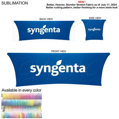 Sublimated Stretch Curved Fit Table Throw for 8' table, 4 sided, Closed back